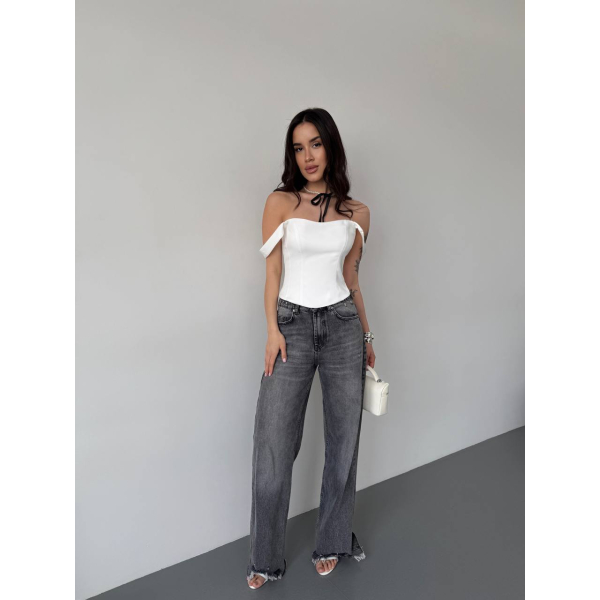Жіночий корсет\топ на завʼязках, в молочному кольорі L/XL