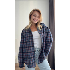 Жіноча картата сорочка в клітинку oversize, синій колір 