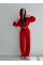 Жіночий велюровий спортивний костюм з укороченою кофтою, червоний колір 42–44