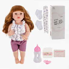 Лялька - висота 52 см, гумова, пляшечка, памперс, соска, шкарпетки XBY 5537