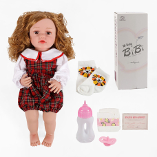 Лялька - висота 52 см, гумова, пляшечка, памперс, соска, шкарпетки XBY 5542
