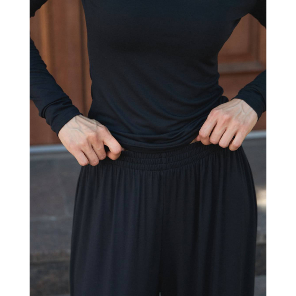 Жіночий костюм лонгслів\лонг та штани палаццо, в шоколадному кольорі 44-46