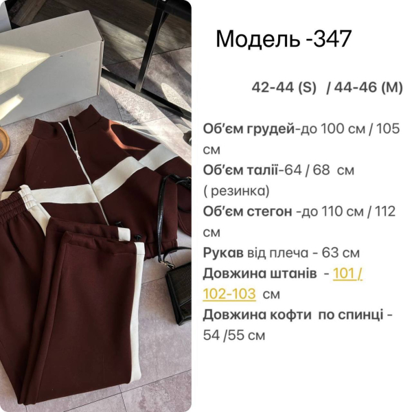 Жіночий спортивний костюм на флісі з білими вставками, чорний колір 42-44