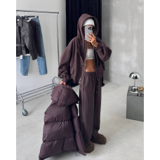 Жіночий спортивний костюм oversize з худі на блискавці, 48-50