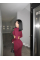Облягаюча сукня міді з вирізами на талії та довгим рукавом, в шоколадному кольорі 40-42