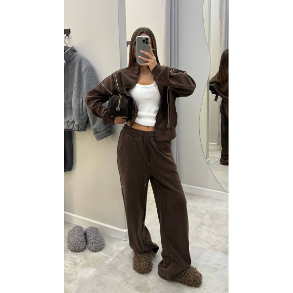 Жіночий спортивний костюм oversize кофта на блискавці + штани, в сірому кольорі 42-44