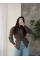 Жіноча сорочка в клітинку з плечиками oversize на ґудзиках, в шоколадному кольорі 46-48