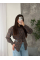 Жіноча сорочка в клітинку з плечиками oversize на ґудзиках, в шоколадному кольорі 46-48