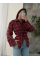 Жіноча сорочка в клітинку з плечиками oversize на ґудзиках, в бордо кольорі 46-48