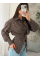 Жіноча сорочка в клітинку з плечиками oversize на ґудзиках, в шоколадному кольорі 42-44