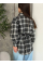Жіноча сорочка в клітинку з плечиками oversize на ґудзиках, в чорному кольорі 46-48