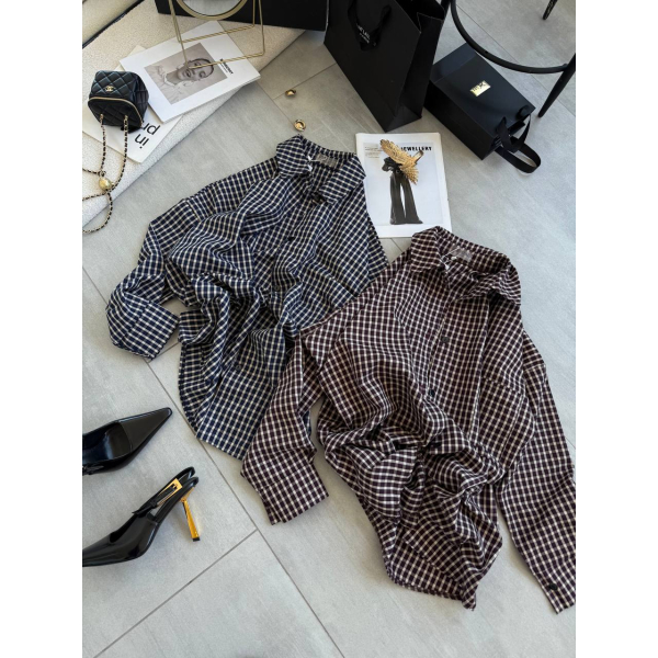 Жіноча сорочка в клітинку oversize, 42-48