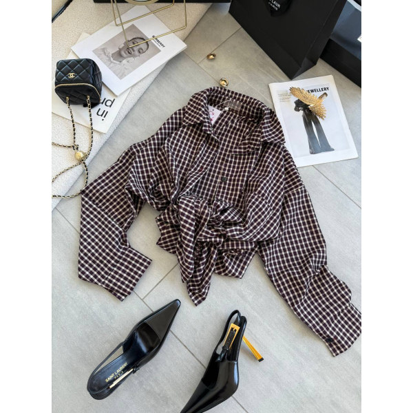 Жіноча сорочка в клітинку oversize, 42-48