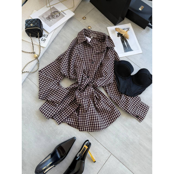 Жіноча сорочка в клітинку oversize, 42-48