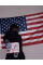 Жіноче худі оверсайз з принтом прапора на спині, в чорному кольорі 42-46