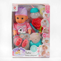 Пупс "Tutu Baby playset", музичний чіп, характерні звуки та фрази, заплющує очі, аксесуари 9563