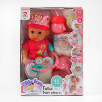 Пупс "Tutu Baby playset", музичний чіп, характерні звуки та фрази, заплющує очі, аксесуари, 9565