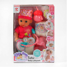 Пупс "Tutu Baby playset", музичний чіп, характерні звуки та фрази, заплющує очі, аксесуари, 9565