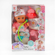 Пупс "Tutu Baby playset", музичний чіп, характерні звуки та фрази, заплющує очі, аксесуари 9560