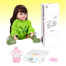 Лялька - висота 52 см, гумова, шапочка, пляшечка, памперс, соска, XBY 5530