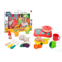 Набір продуктів “Кулінарна фантазія” 10385 “Wtoys”, 24 елементи, овочі та фрукти на липучках, варильна поверхня, дошка для нарізання, ніж