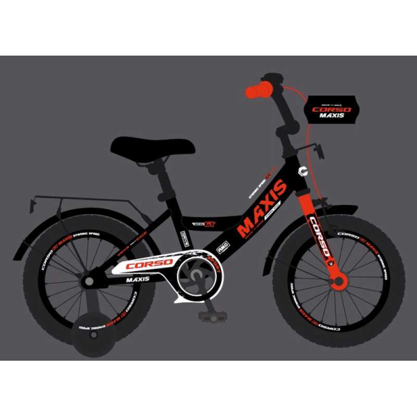 Велосипед 14" дюймів 2-х колісний "CORSO" MAXIS CL-14602 ручне гальмо, дзвіночок, сидіння з ручкою, додаткові колеса, ЗІБРАНИЙ НА 75%