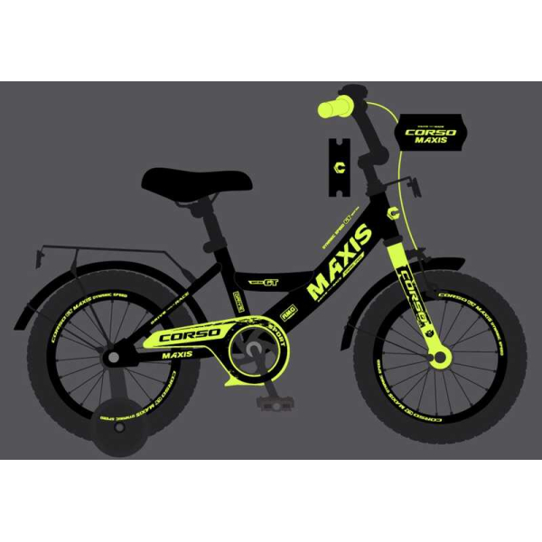 Велосипед 16" дюймів 2-х колісний "CORSO" MAXIS CL-16338 ручне гальмо, дзвіночок, сидіння з ручкою, додаткові колеса, ЗІБРАНИЙ НА 75%