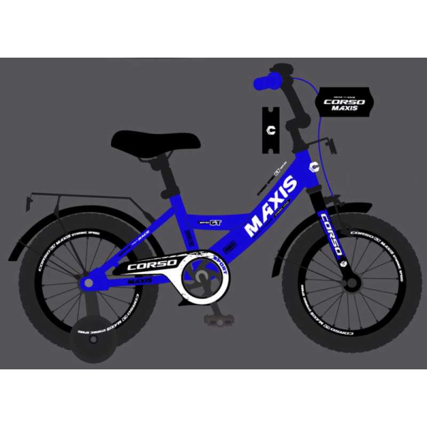 Велосипед 16" дюймів 2-х колісний "CORSO" MAXIS CL-16255 ручне гальмо, дзвіночок, сидіння з ручкою, додаткові колеса, ЗІБРАНИЙ НА 75%