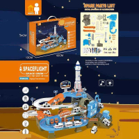 Парковка ZX 006 A "Космічна станція", трек, світло, мелодія, ОЗВУЧУВАННЯ АНГЛІЙСЬКОЮ, ракета, механічний ліфт, автоматичний підіймач