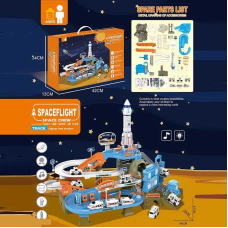 Парковка ZX 006 A "Космічна станція", трек, світло, мелодія, ОЗВУЧУВАННЯ АНГЛІЙСЬКОЮ, ракета, механічний ліфт, автоматичний підіймач