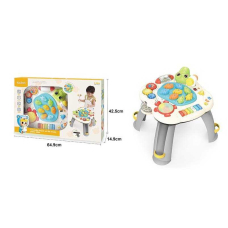 Игровой музыкальный столик 2601 пианино, звуковые эффекты, подсветка, мелодии и песни, английские слова и фразы, стучалка, игра на реакцию, регулировка громкости, подвижные шестерни, 2 погремушки, пальчиковые игры