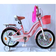 Велосипед 2-х колісний 16" "Corso Nice" NC-16262 сталева рама, дискові гальма, дод. колеса, дзвоник, бутилочка, корзинка, зібран на 85%