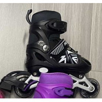 Ролики 45432-L /размер 39-43/ цвет - ЧЕРНЫЙ колеса PVC, стелька 24-27 см, ПЕРЕДНЕЕ КОЛЕСО СВЕТЛО, d - 6.5 см