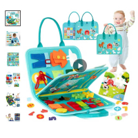 Логічна папка дитяча - фетрова, елементи на липучках, застібки, годинник, дні тижня, пазли, цифри C 73103