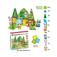 Магнитный конструктор - 30 деталей, 5 фигурок животных SQ 66001-7