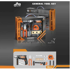 Набір інструментів дитячий - 14 елементів, дриль, розвідний ключ, плоскогубці, викрутка, рулетка 778-90