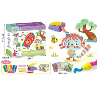 Тісто для ліплення для дітей - 4 картинки 22х17 см, екструдер, формочки, кольорове тісто: 10 штук, ножичок K 507