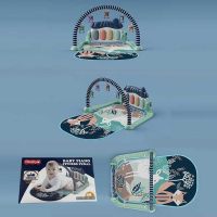 Коврик детский - пианино, звуки, мелодии, подсветка, 5 погремушек 88615-2