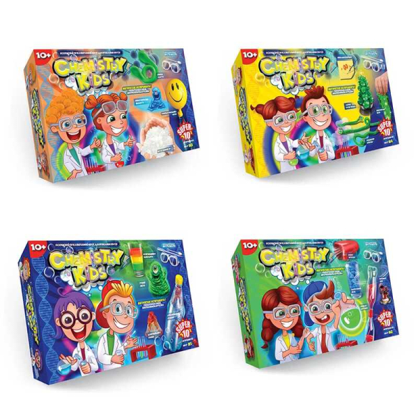 Набір для проведення дослідів "ЕКОНОМ CHEMISTRY KIDS" CHK-02-01U,02U,03U,04U 8 видів УКР.