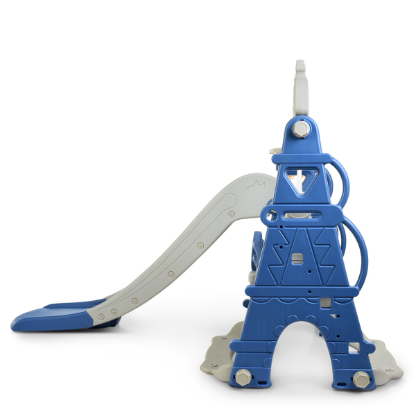 Дитяча Гірка-гойдалка CASTLE-4 пластикова з баскетбольним кільцем блакитний