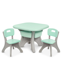 Дитячий пластиковий столик з 2-ма стільцями Bambi NEW TABLE-5 М'ятно-сірий 