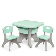 Дитячий пластиковий столик з 2-ма стільцями Bambi NEW TABLE-5 М'ятно-сірий 