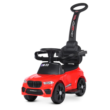Дитяча каталка-толокар M 4848L-4 BMW Машина з батьківською ручкою, шкіряне сидіння, музика та світло, червона