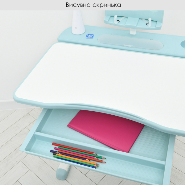 Дитяча парта-ростишка зі стільчиком, LED-лампа та підставкою для книг Bambi M 4428-12 регулюється висота