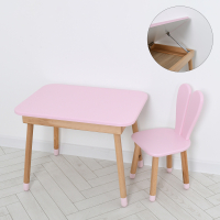 Столик 04-027R-TABLE зі стільчиком, зайчик, ящик, розовий