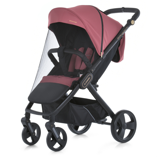 Коляска детская ME 1053-3 DYNAMIC PRO Dusty Rose до 22 кг, прогулочная, регулировка.ручка, 3 пола, черн.рама