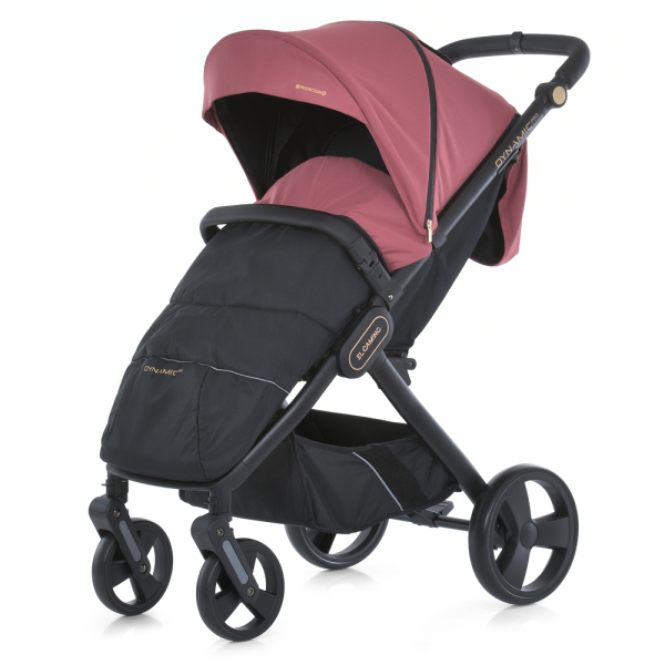 Коляска детская ME 1053-3 DYNAMIC PRO Dusty Rose до 22 кг, прогулочная, регулировка.ручка, 3 пола, черн.рама
