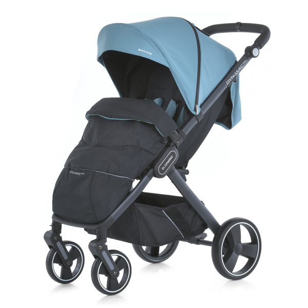 Коляска детская ME 1053-3 DYNAMIC PRO Arctic до 22 кг, прогулочная, регуль.ручка, 3 пола, черн.рама, мятный