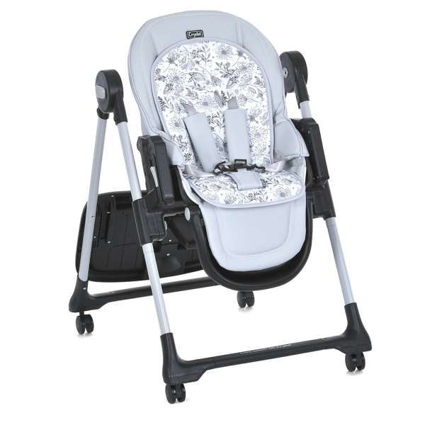 Стульчик ME 1037-B CRYSTAL Gray для годування, 5-точ. ремені, матрац, 4 колеса, шкір., сірий 