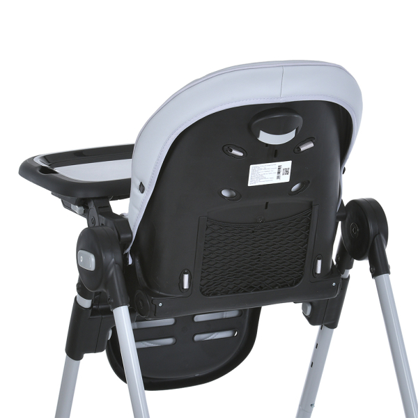 Стульчик ME 1037-B CRYSTAL Gray для годування, 5-точ. ремені, матрац, 4 колеса, шкір., сірий 